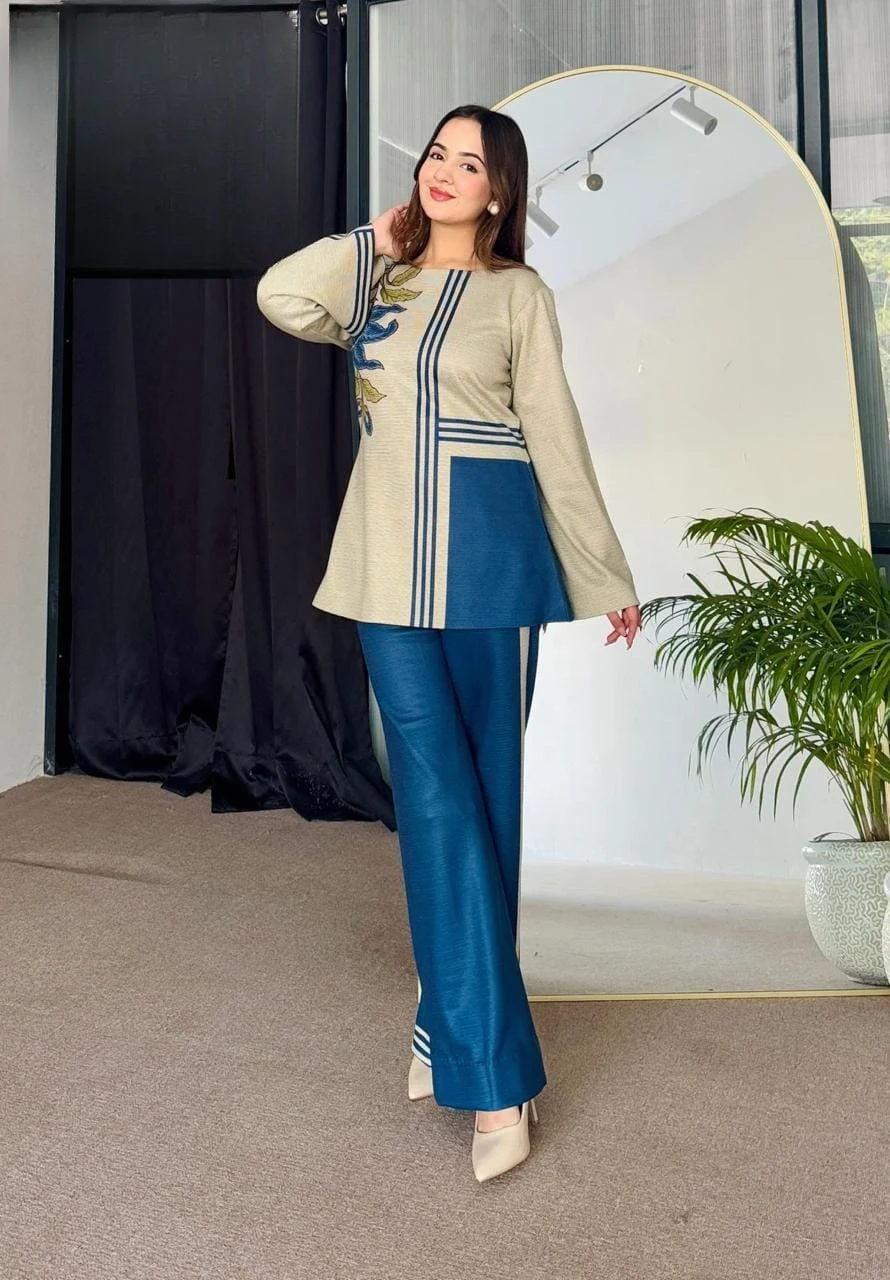 *Blue Triple Stripes Cord Set 2 peace Dress