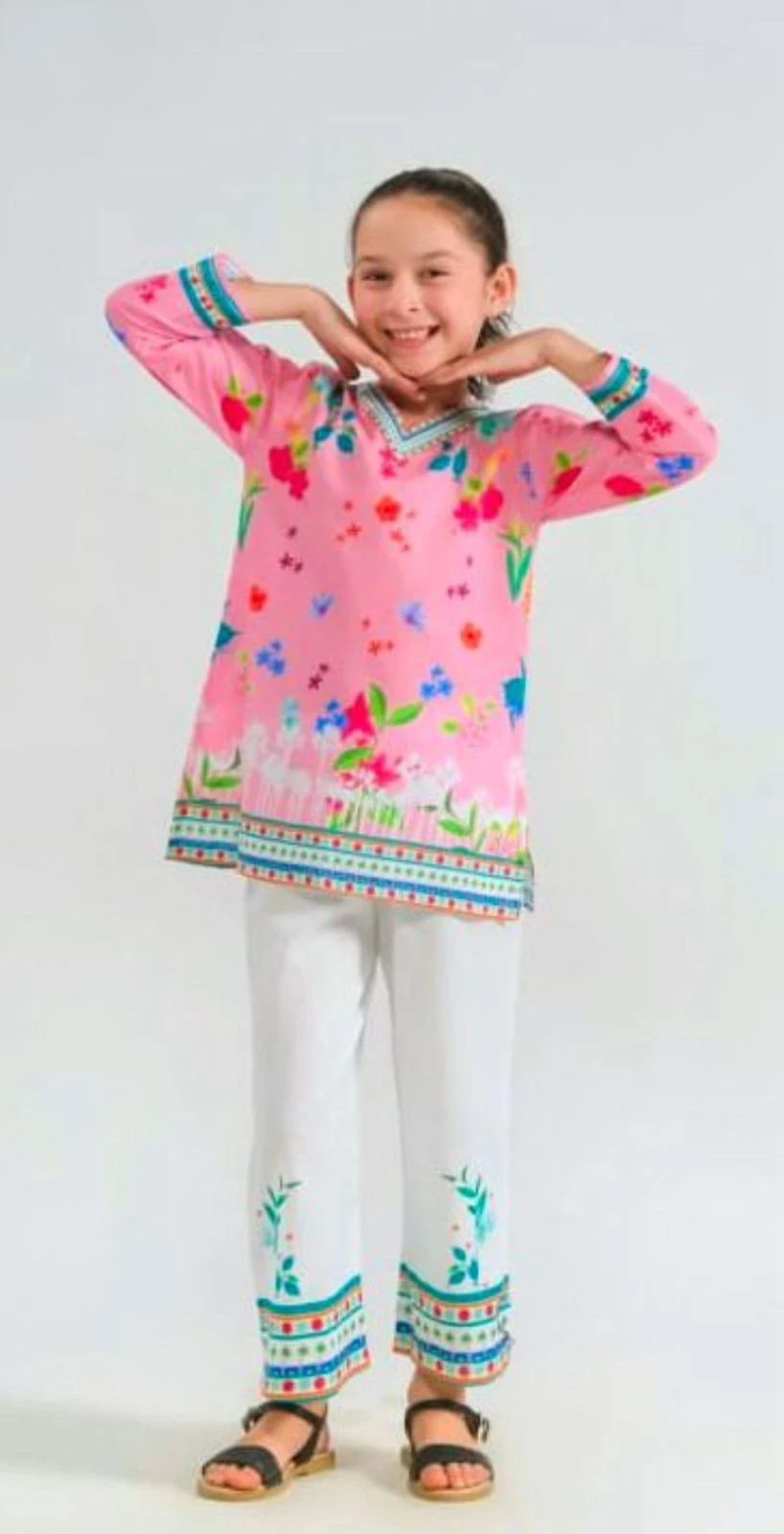 Front Back All'over Digital Printed Kid's Corset 2Pcs
