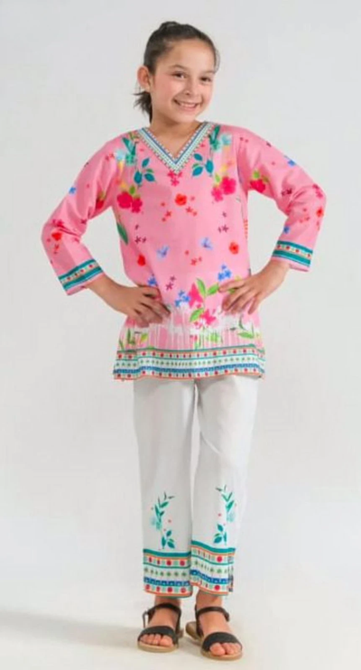 Front Back All'over Digital Printed Kid's Corset 2Pcs