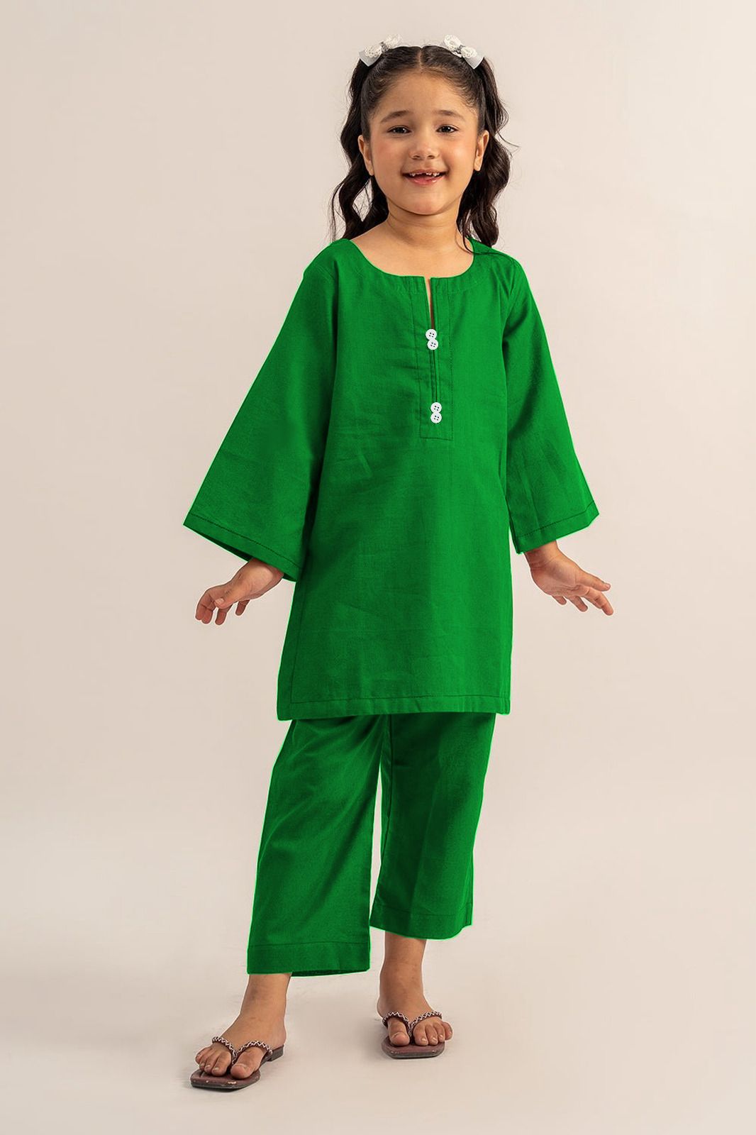 Front Button Plain Shirt With Flapper